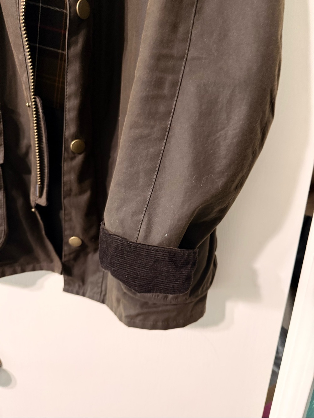 Barbour Ashby Olive Waxed Cotton Field Jacket Size Large - Picture 3 of 6